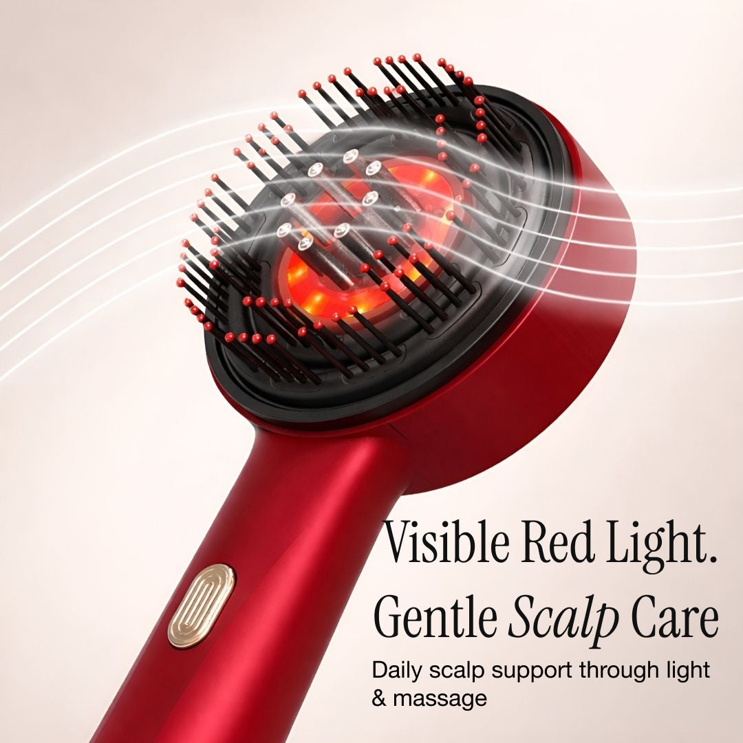 630nm Red LED Scalp Massage Comb for Daily Hair & Scalp Care – Waterproof