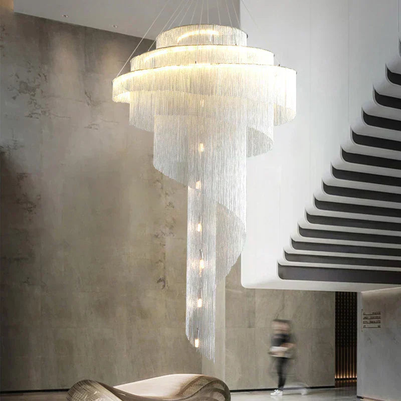 Candeeiro de Teto de Cristal AstraLuxe com Pendente Espiral e Borla