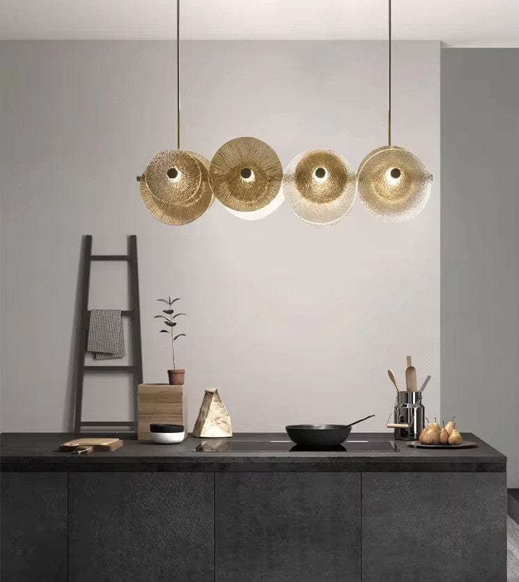 Rund luksus gullglass lysekrone med LED-belysning