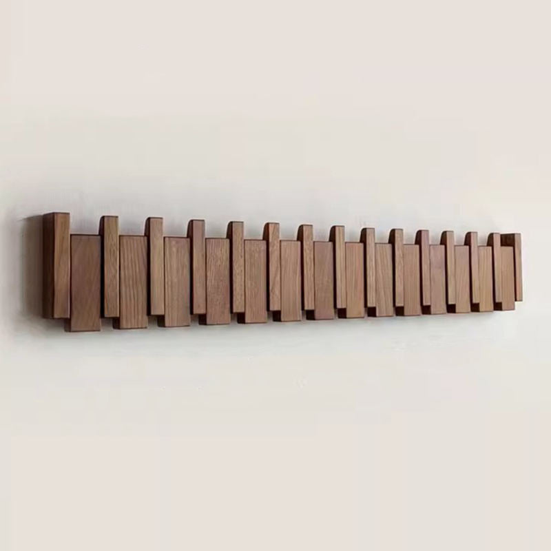 Eloria Garderobe im Klavierstil aus Holz mit klappbaren Haken