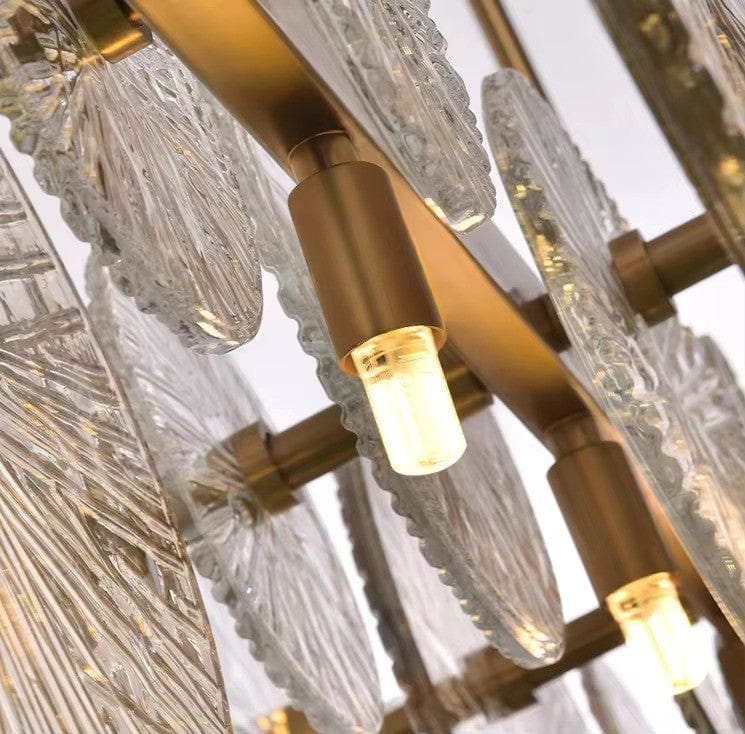 Rund luksus gullglass lysekrone med LED-belysning