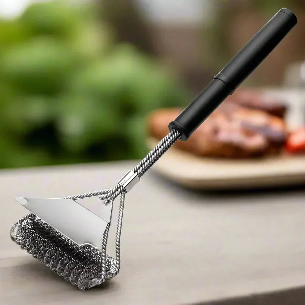 GrillGuard kartáč na BBQ bez štětin, bezpečný čistič z nerezové oceli pro milovníky grilování