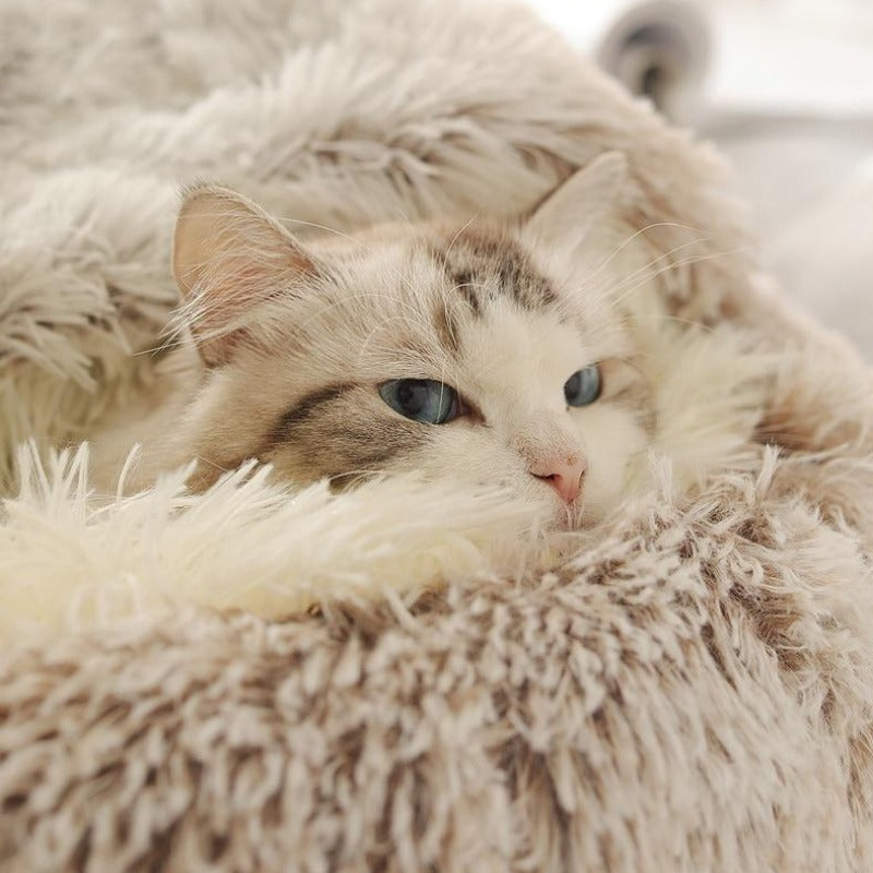 Yuvarlak Peluş Rahatlatıcı Kedi Mağarası