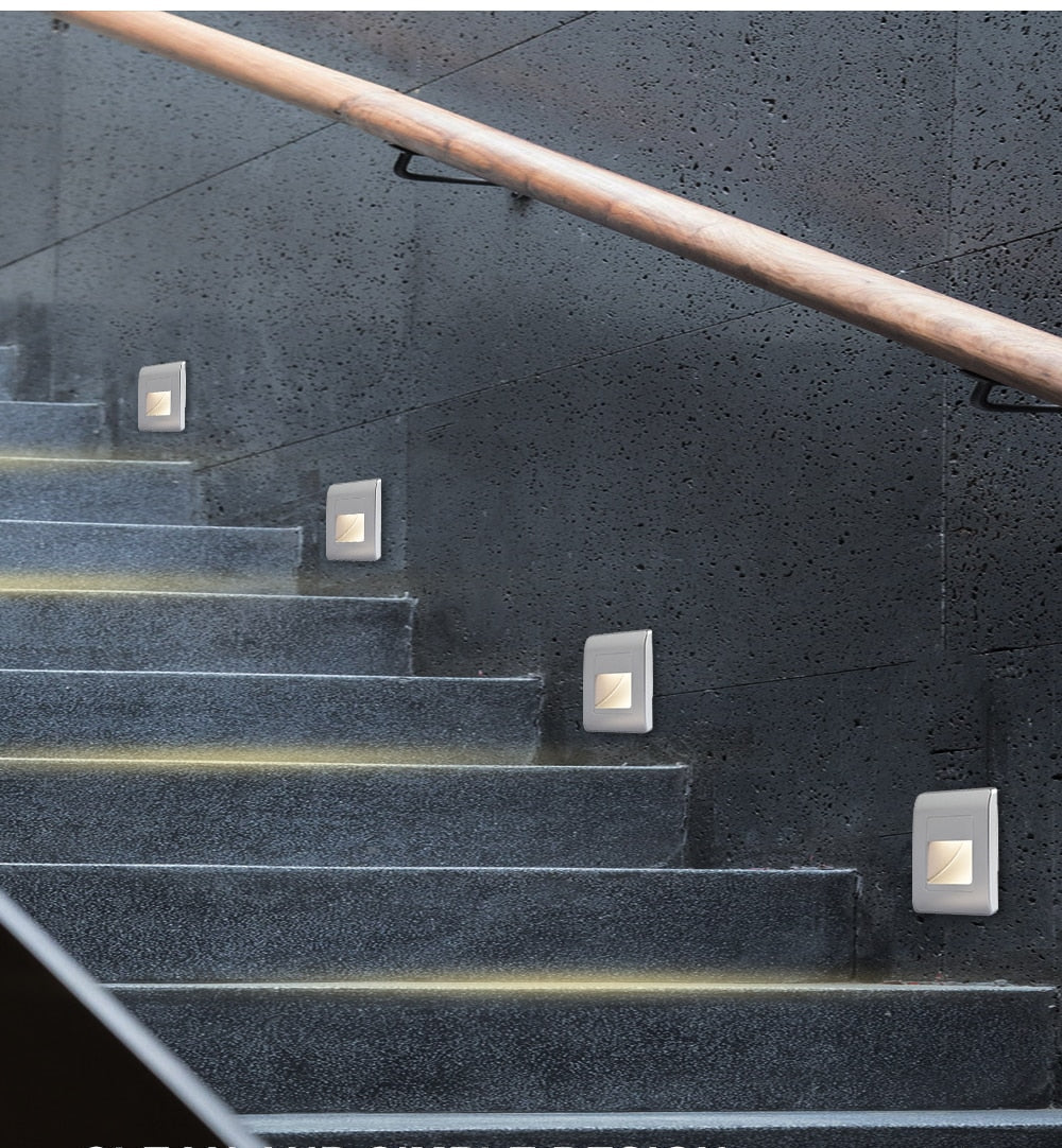 LuminaStride Recessed Stair Light With PIR Sensor Four Color Options