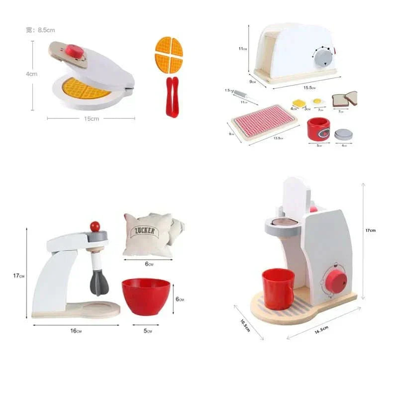 WhittleCraft Treleke Kjøkken Med Blender, Brødrister Og Kaffemaskin For Barn