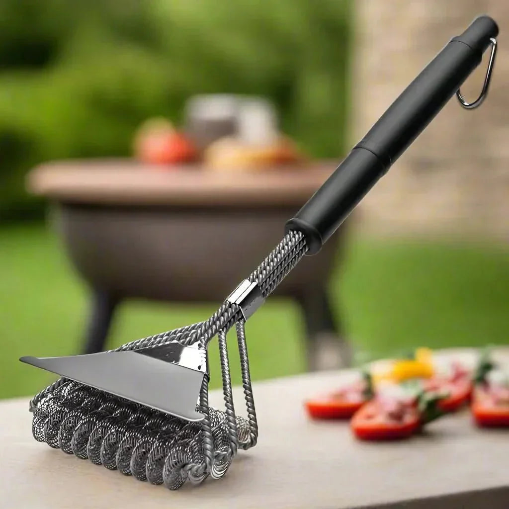 GrillGuard kartáč na BBQ bez štětin, bezpečný čistič z nerezové oceli pro milovníky grilování