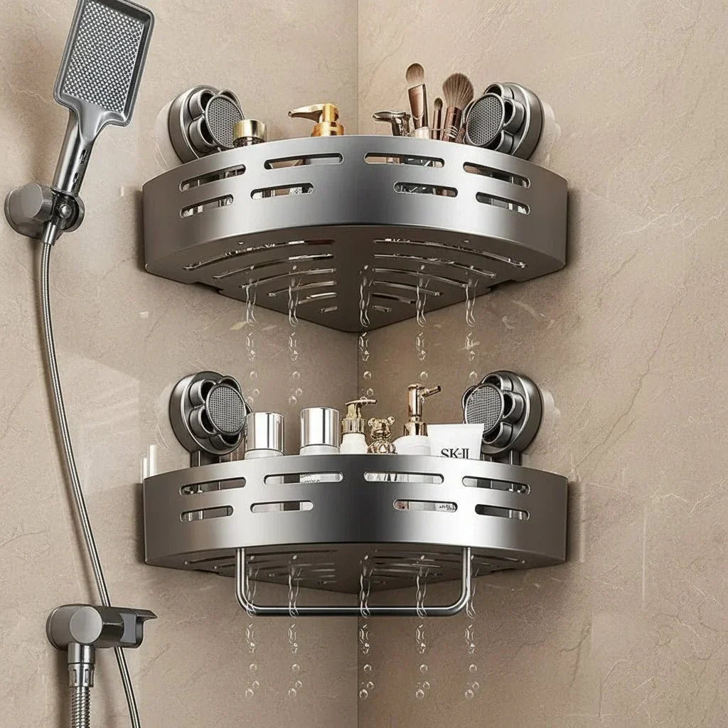 SHELVARA Corner Shelf In Gray For Neat Organization