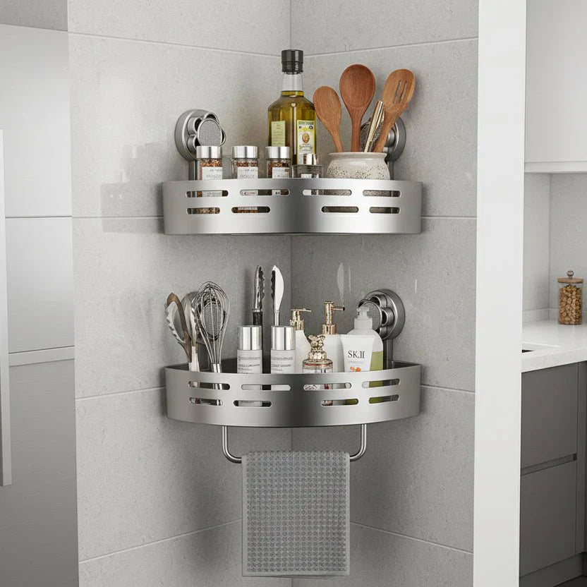 SHELVARA Corner Shelf In Gray For Neat Organization