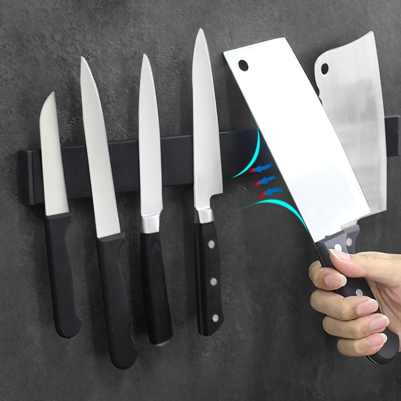 Porta coltelli magnetico da parete in acciaio inox nero