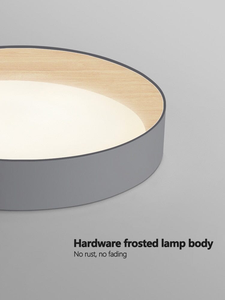 LumaNest Minimal Flush Mount Ceiling Light With Wood Grain Accent