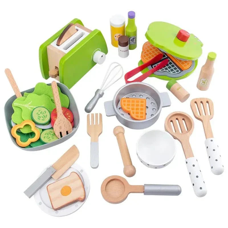 Cucina Giocattolo in Legno WhittleCraft con Frullatore, Tostapane e Macchina del Caffè per Bambini