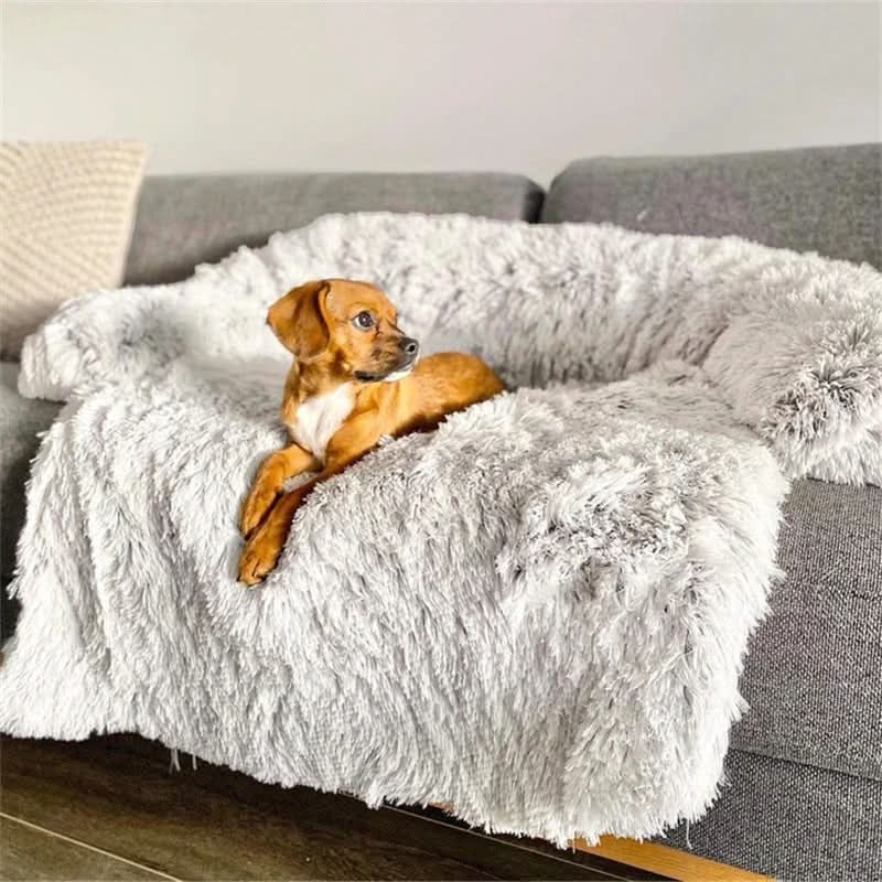 CozyPaw myk kjæledyrsofa med kant for komfortabel søvn og møbelbeskyttelse