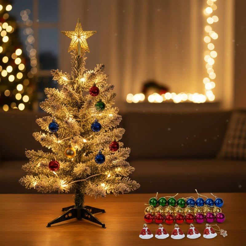 BrightNest bordjuletre forhåndsdekorert med ornamentsett for små rom