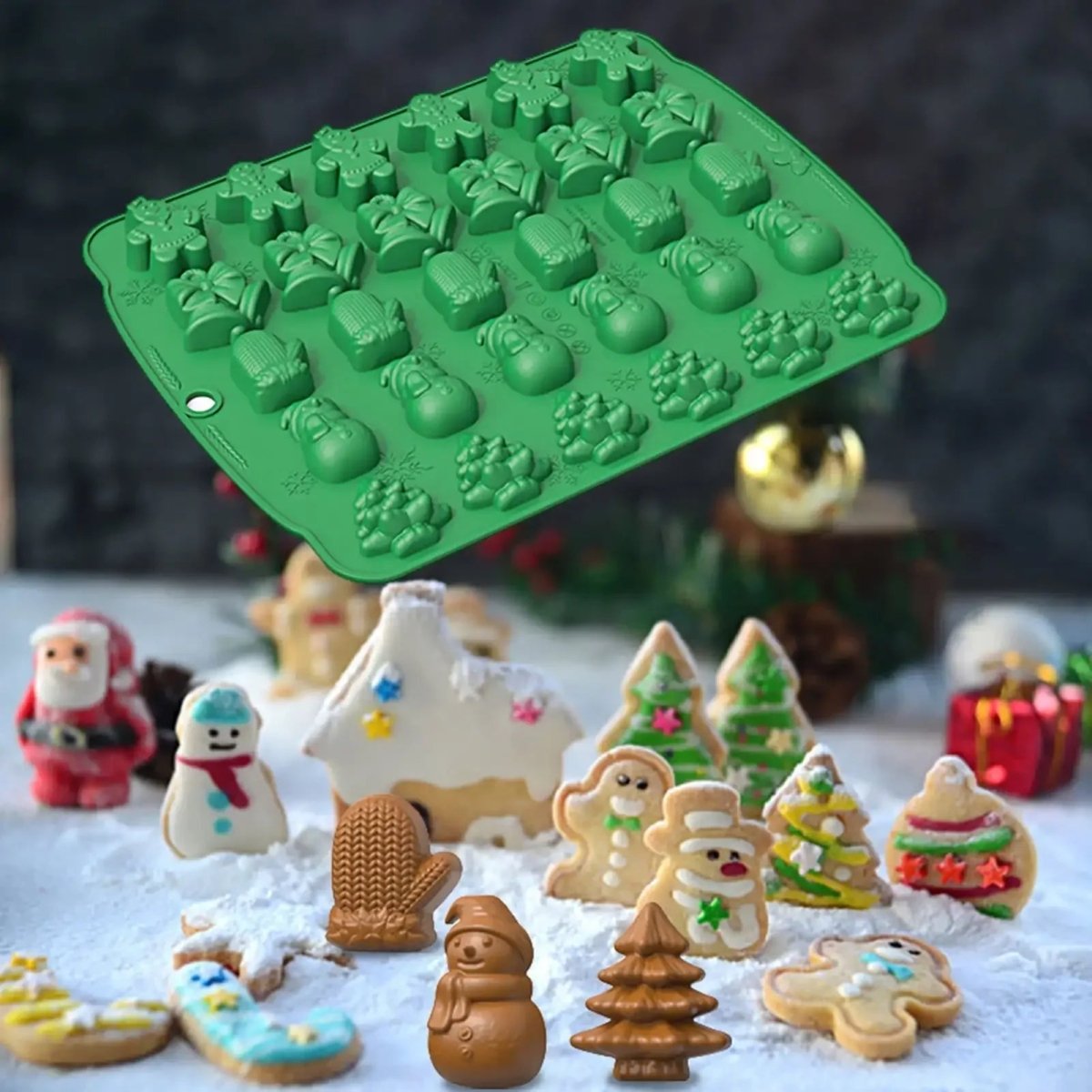 Stampi per biscotti di Natale antiaderenti Northstar per famiglie di pasticceri con Babbo Natale, pupazzo di neve e albero
