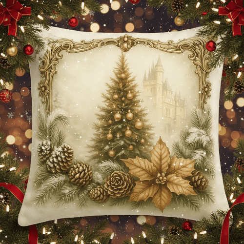 Aurora Samt-Kissenbezüge mit verdecktem Reißverschluss Festliche Vintage-Weihnachtsmotive Zuhause