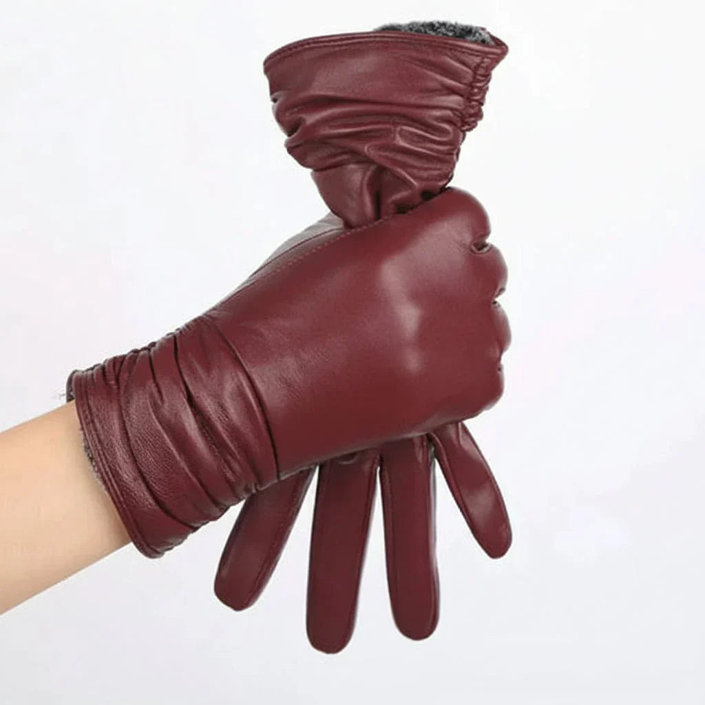 כפפות עור LUXLEATHER לנשים עם ריפוד חורפי