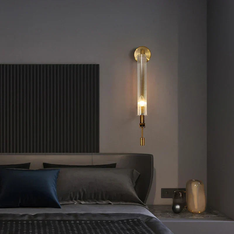 Aurelo vegglampe | Edison rillede glassylindere, kobberbase