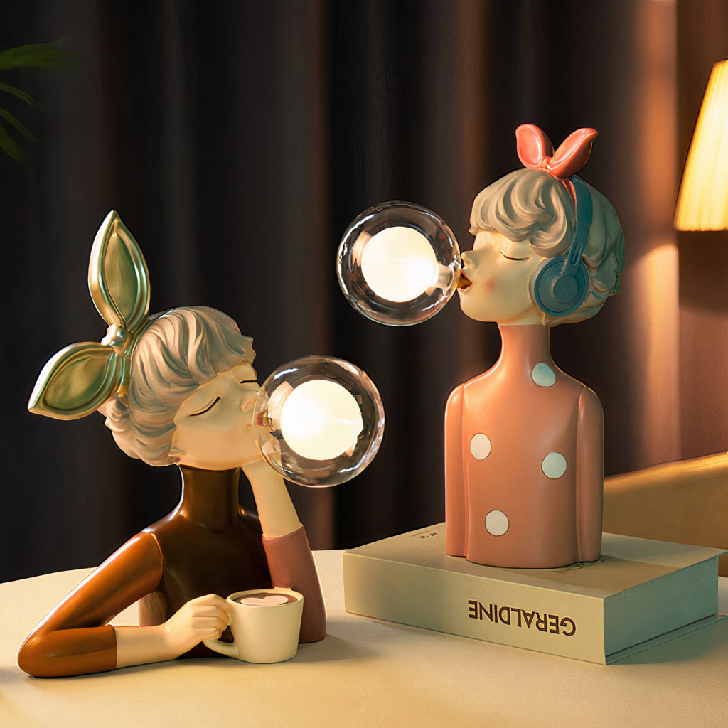 Håndlaget lampe i harpiks | Elegant varmt lys for hjem eller kontor
