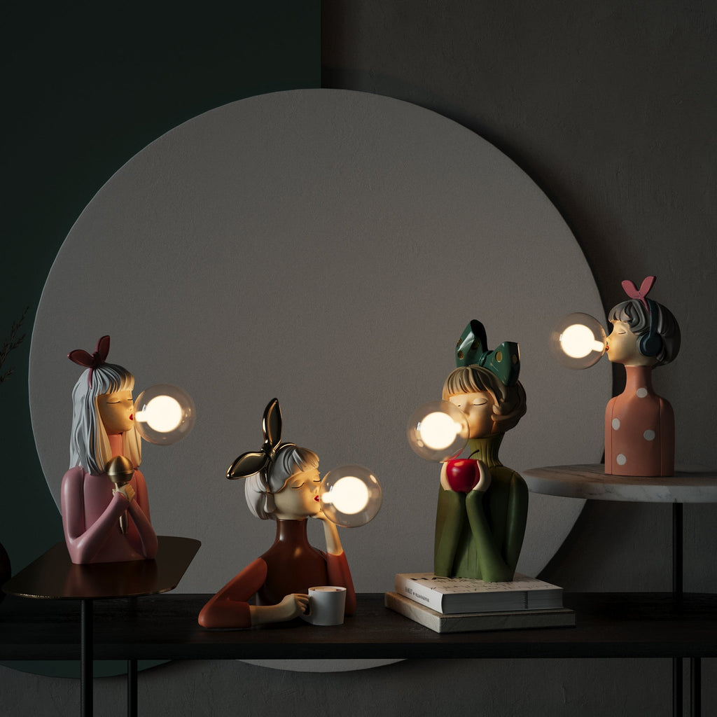 Håndlaget lampe i harpiks | Elegant varmt lys for hjem eller kontor