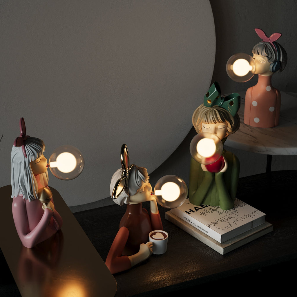 Håndlaget lampe i harpiks | Elegant varmt lys for hjem eller kontor