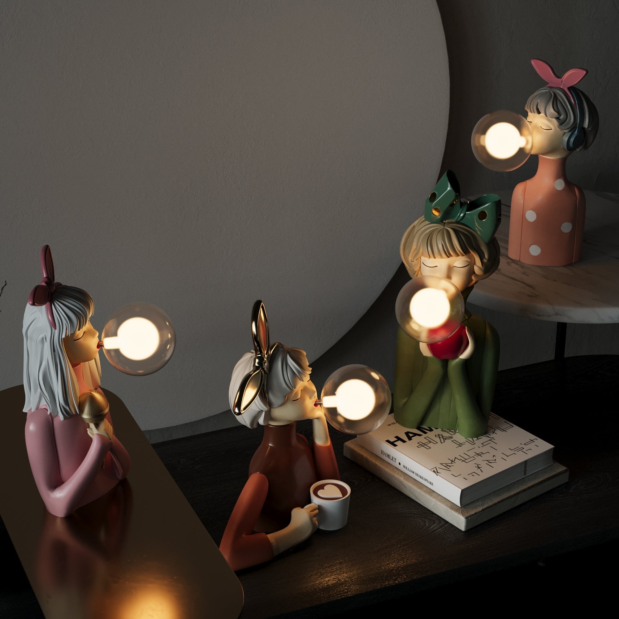Håndlaget lampe i harpiks | Elegant varmt lys for hjem eller kontor