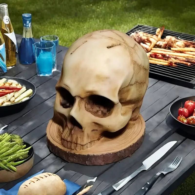 Handcrafted Gothic Skull Knife Holder Holds Up To 7 Knives Macabre Kitchen Decor