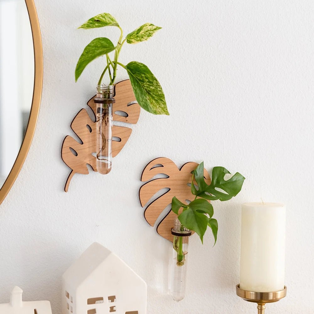 VerdantCraft Handcrafted Leaf Wall Planter Made Of Natural Wood