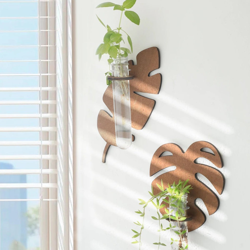 VerdantCraft Handcrafted Leaf Wall Planter Made Of Natural Wood