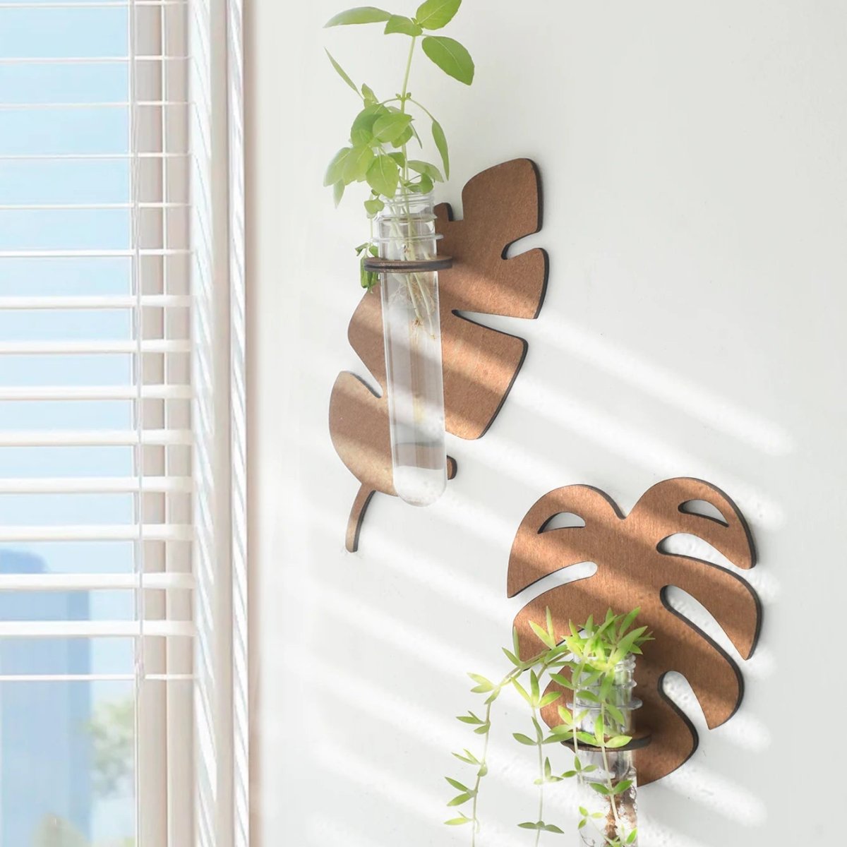 VerdantCraft Handcrafted Leaf Wall Planter Made Of Natural Wood
