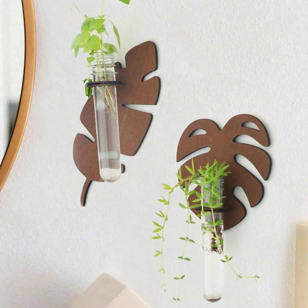 VerdantCraft Handcrafted Leaf Wall Planter Made Of Natural Wood