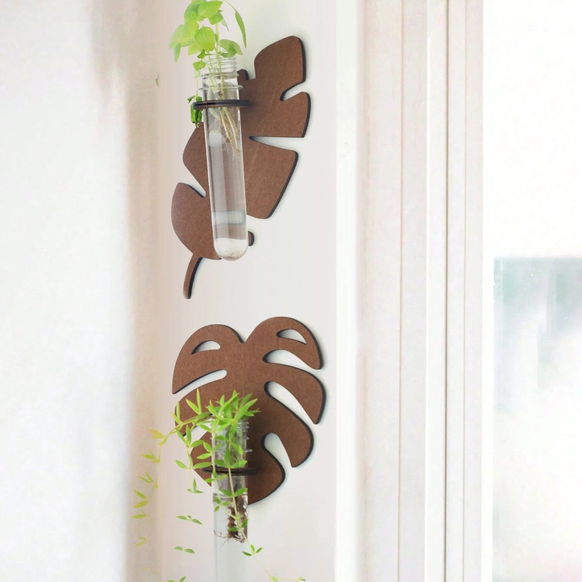 VerdantCraft Handcrafted Leaf Wall Planter Made Of Natural Wood