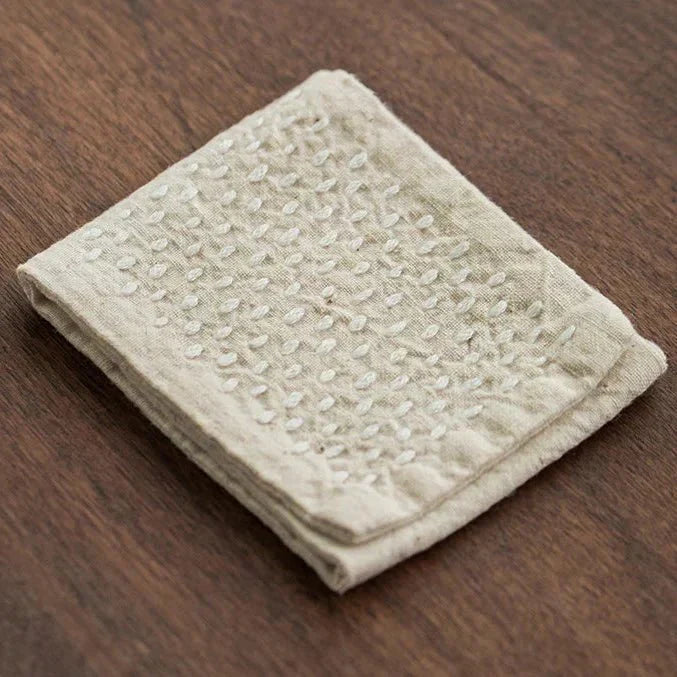 SereneWeave Cotton Linen Tea Cloth For Mindful Tea Ceremonies In Japan
