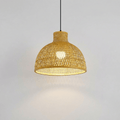 Handwoven Bamboo Pendant Light Dome Style 12-Inch Diameter