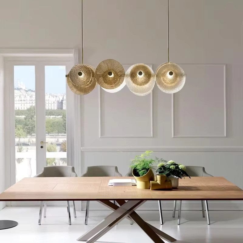 Rund luksus gullglass lysekrone med LED-belysning