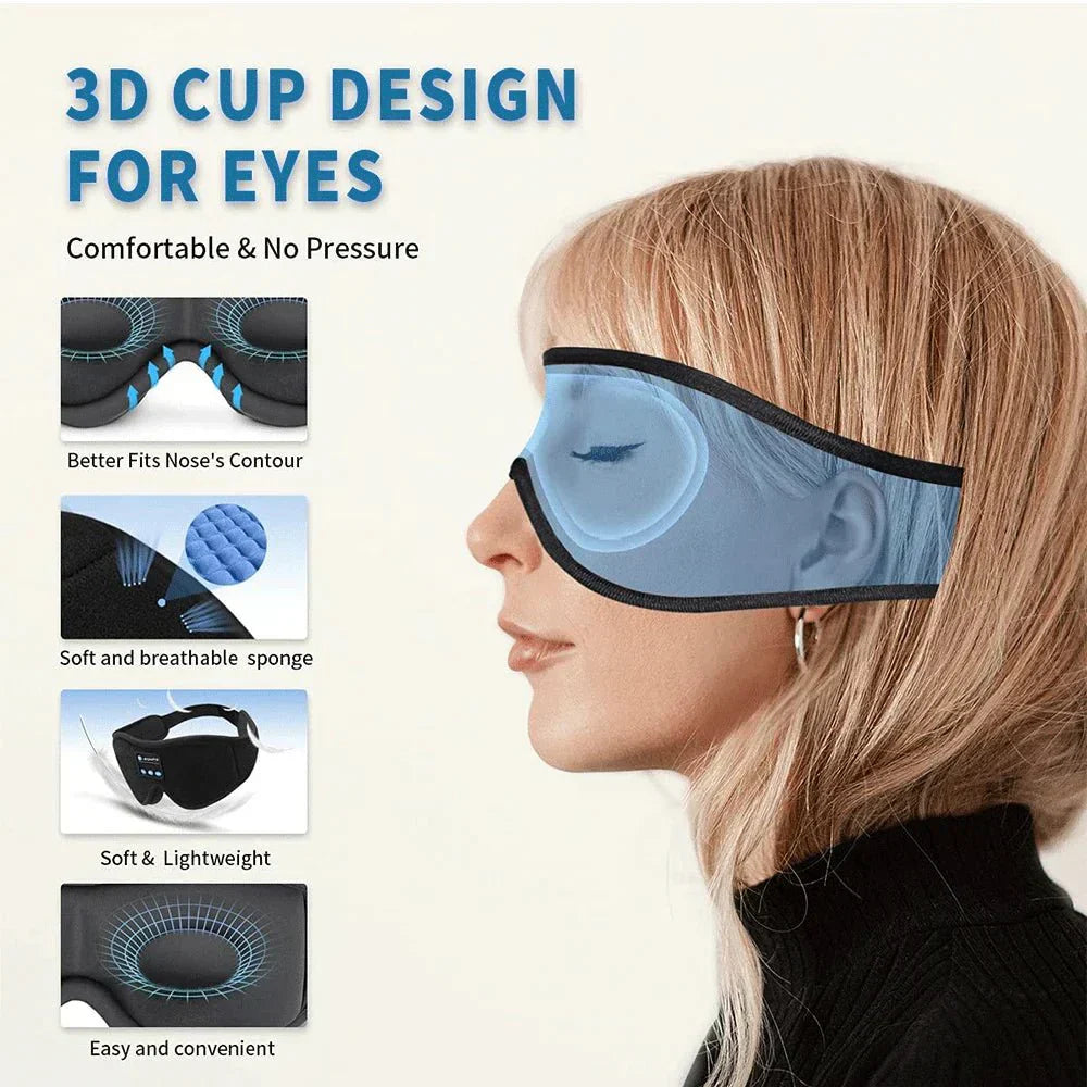 DreamWave Bluetooth音楽付きスリープマスク 旅行者向け3Dコンフォートメモリーフォーム使用
