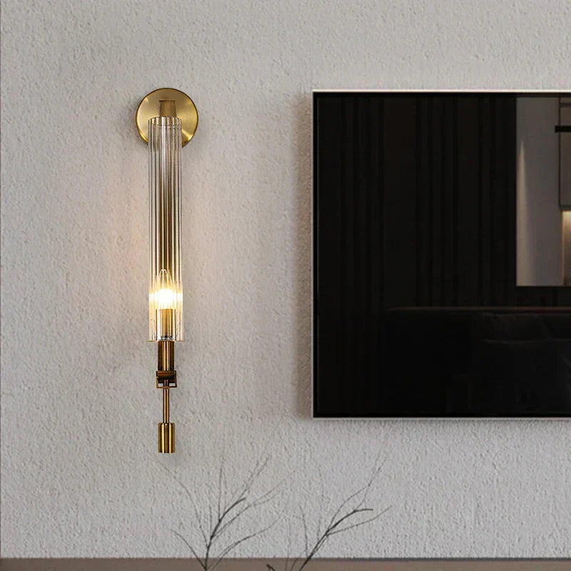 Aurelo vegglampe | Edison rillede glassylindere, kobberbase