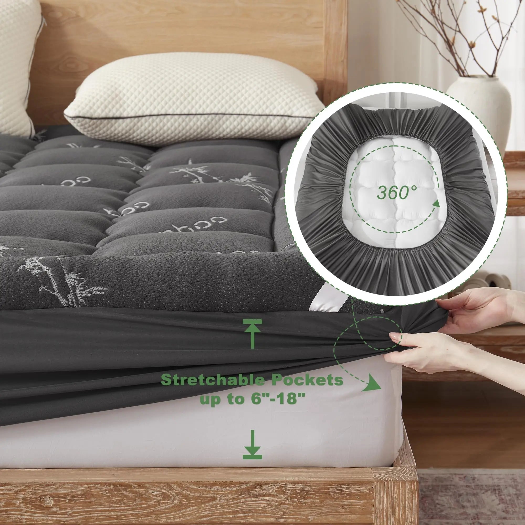 Ochranný potah EcoComfort Collection z bambusové viskózy s prošívaným designem a voděodolný