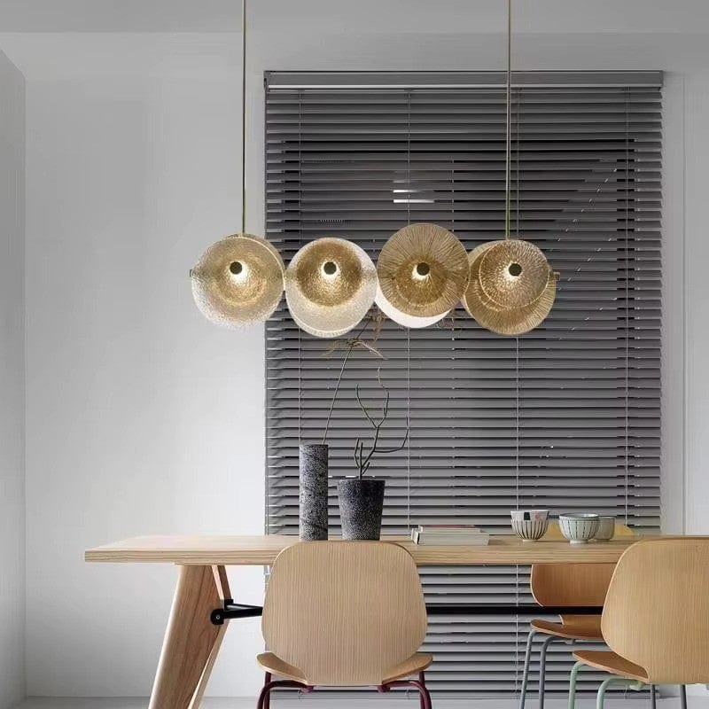Rund luksus gullglass lysekrone med LED-belysning