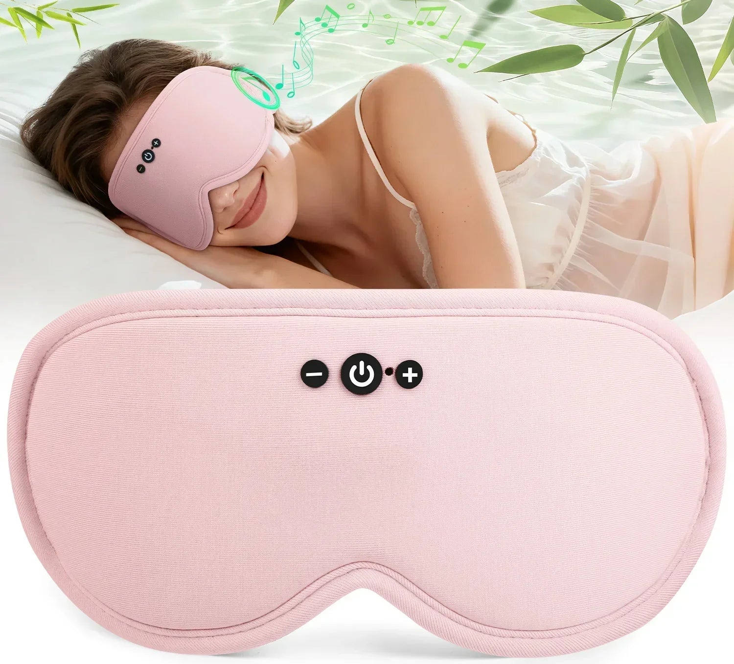 Máscara de Olhos 3D Serene Sleep Bluetooth 5.4, Respirável, Bloqueio de Luz, Sem Pressão Lateral