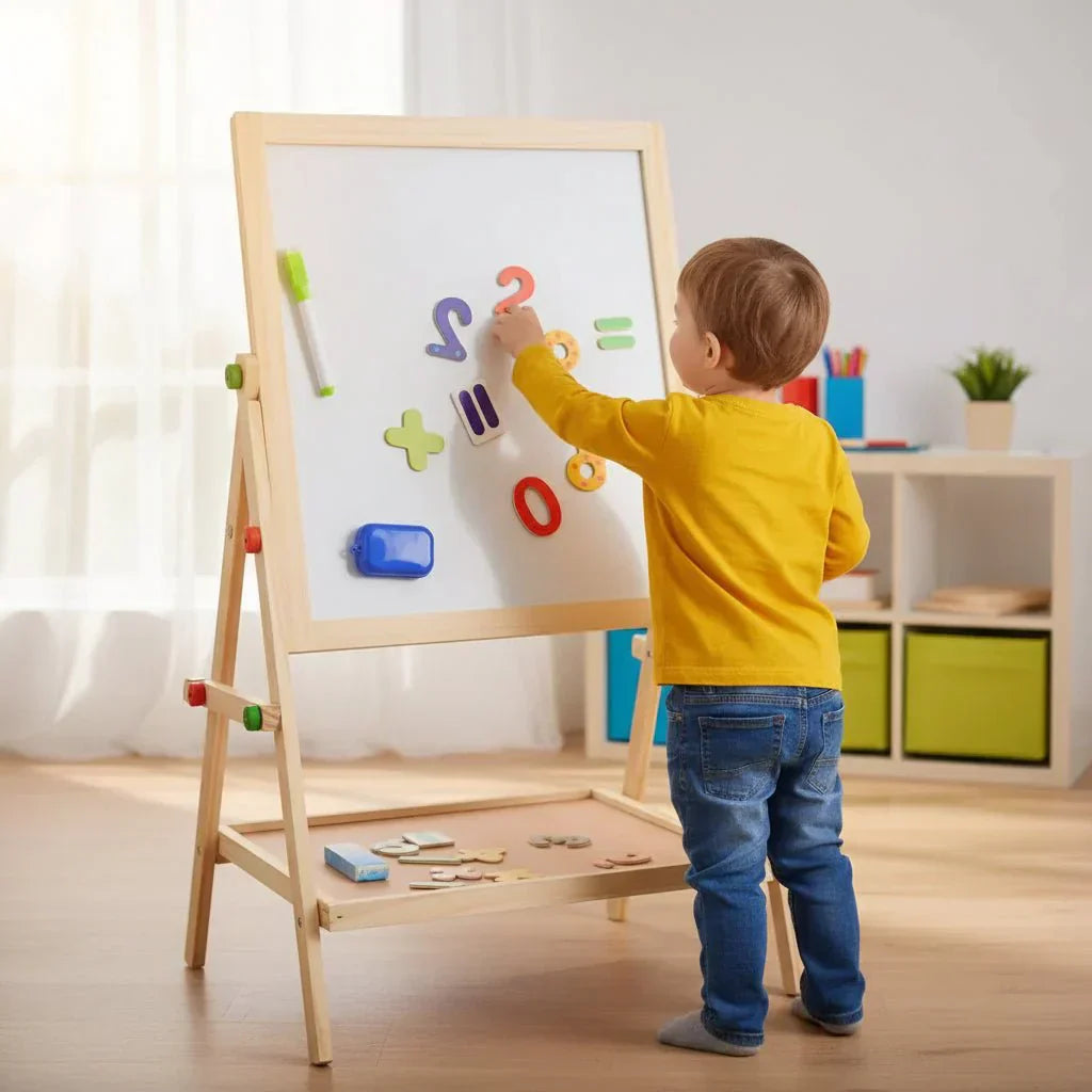 BrightCanvas magnetisch whiteboard krijtbord voor kinderen met verstelbare lijst