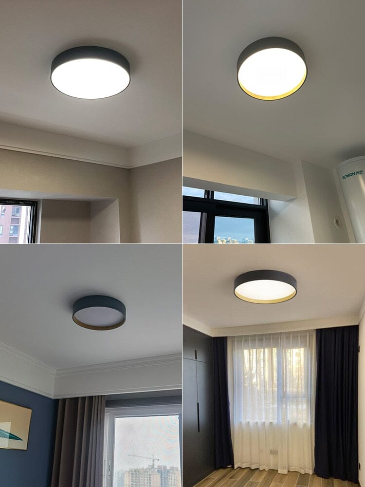 LumaNest Minimal Flush Mount Ceiling Light With Wood Grain Accent