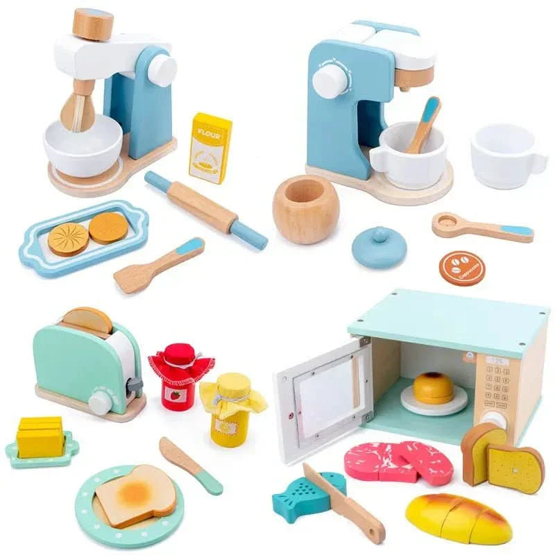 Cucina Giocattolo in Legno WhittleCraft con Frullatore, Tostapane e Macchina del Caffè per Bambini