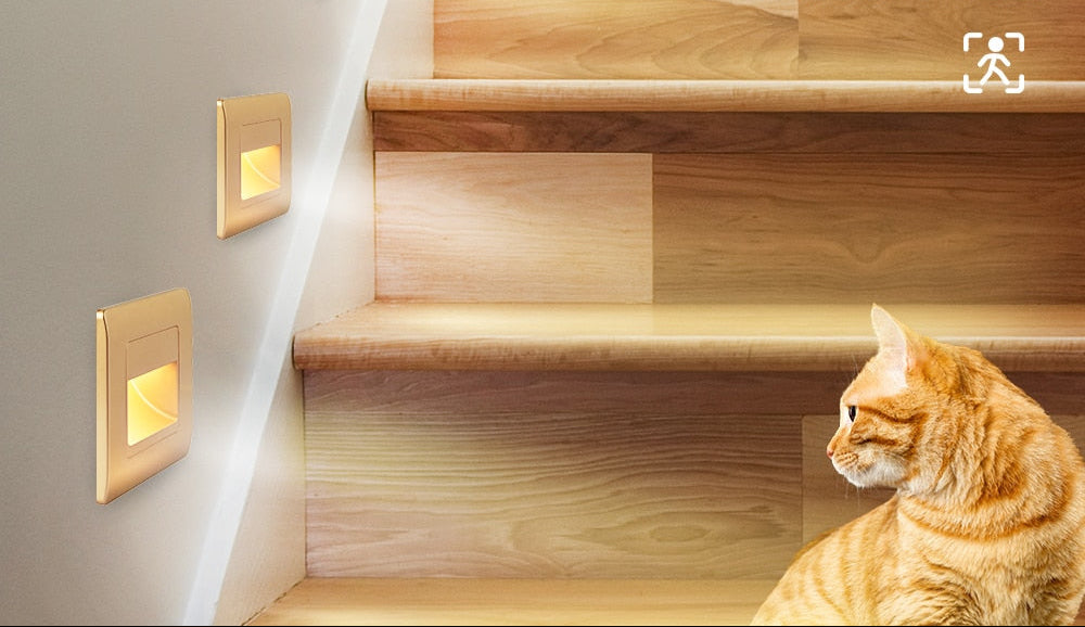 EB Brone - Led Stair Light 4 Colors PIR Sensor Recessed Footlight