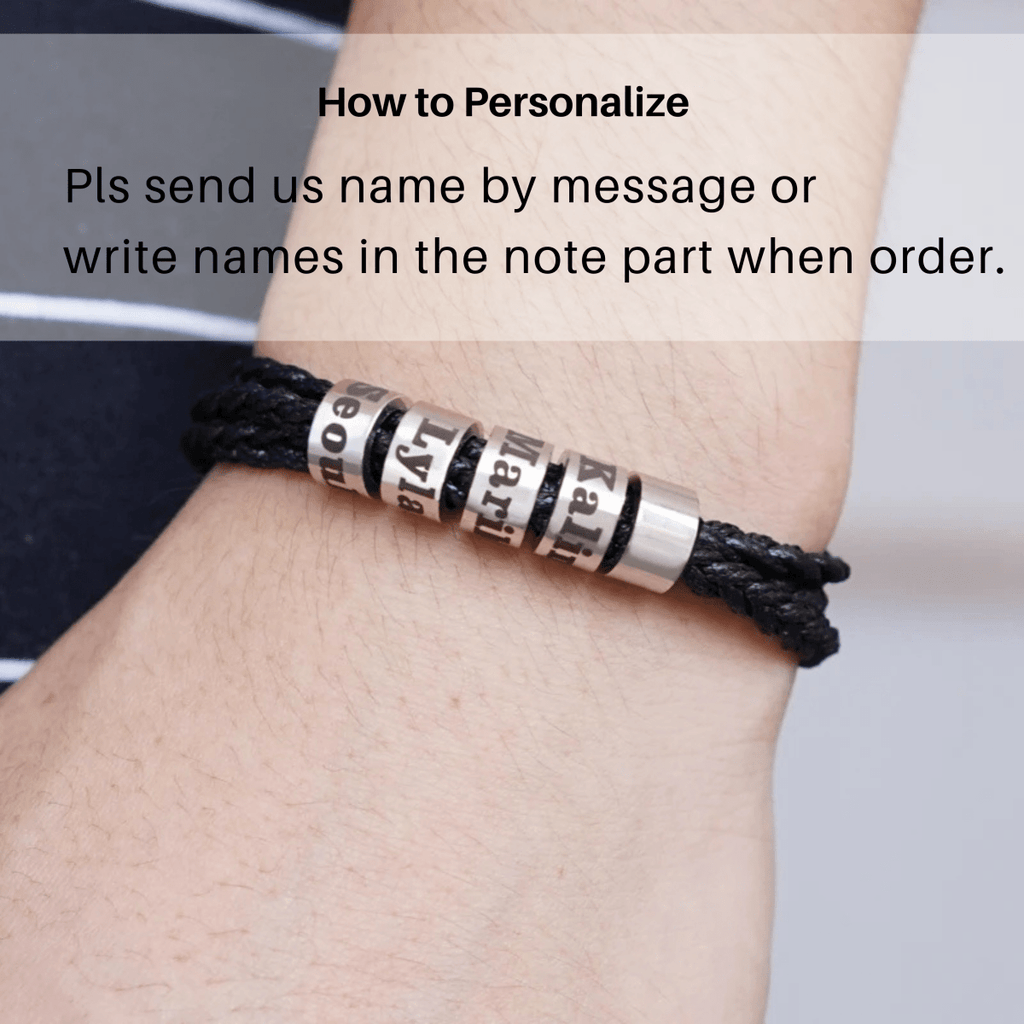 Pánský odolný pletený náramek NovaForge s personalizovanými korálky s jménem
