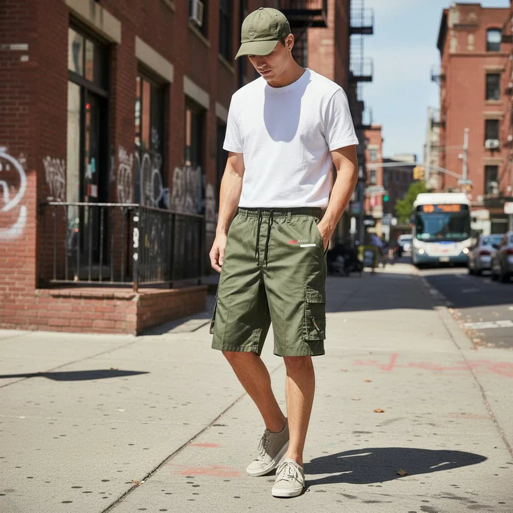 Shorts cargo PARISFLOW pour hommes avec imprimé moderne Paris