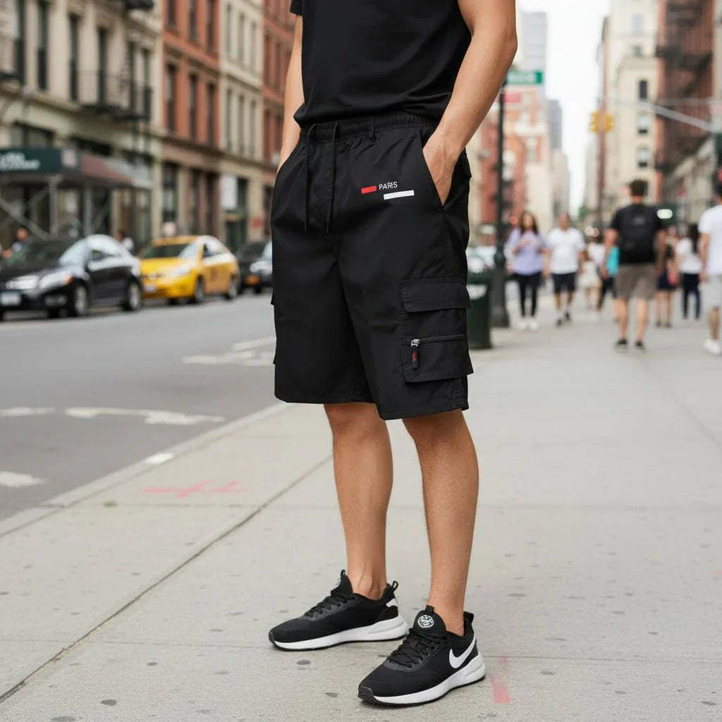 Shorts cargo PARISFLOW pour hommes avec imprimé moderne Paris