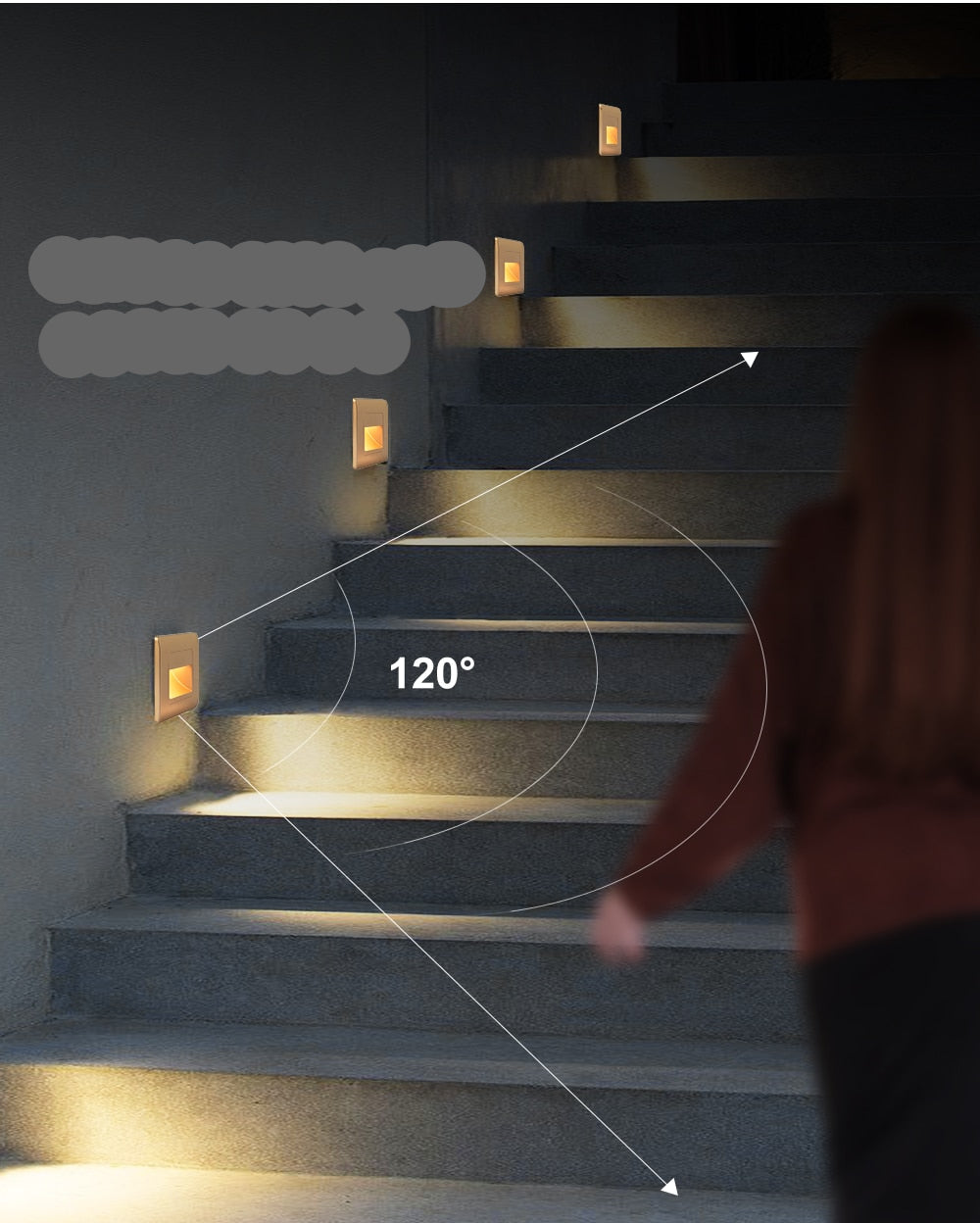 LuminaStride Recessed Stair Light With PIR Sensor Four Color Options