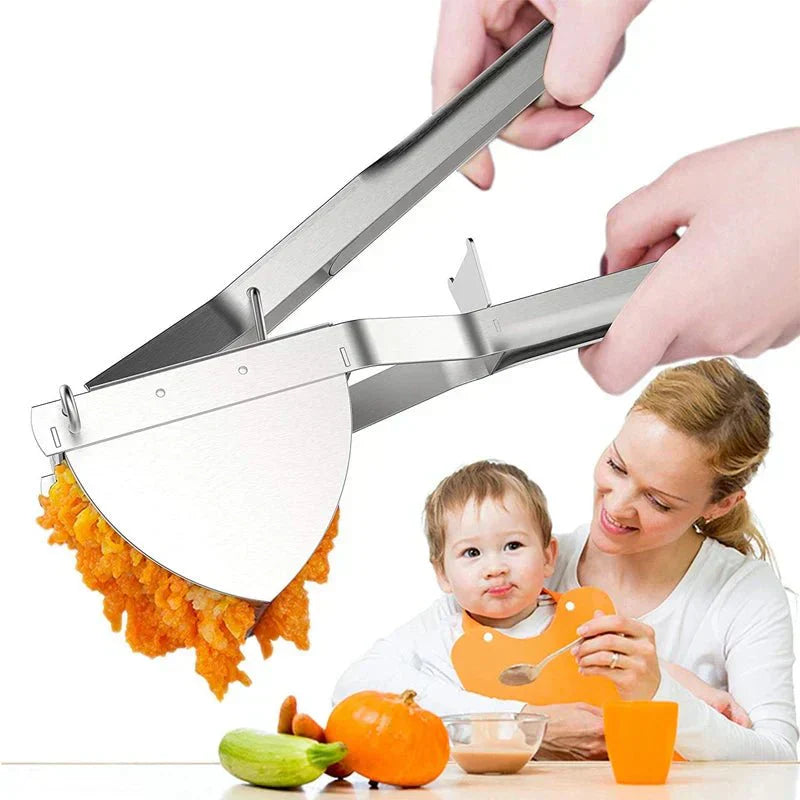 EaseMash ergonomisk potetpresse i rustfritt stål for travle foreldre, glatt babymat