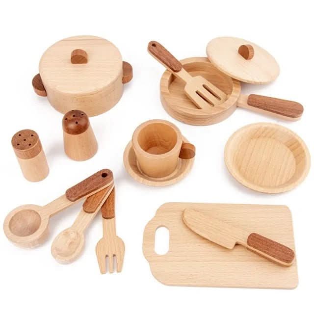 Cuisine en bois EverForest pour enfants avec design tronc d'arbre, bois sûr et non toxique, dès 3 ans
