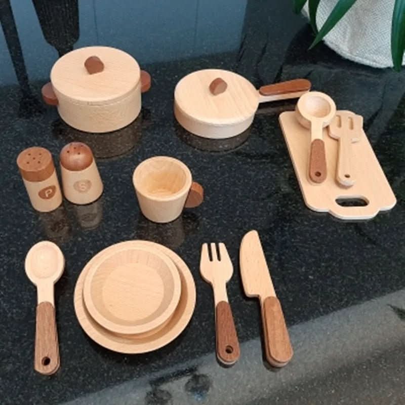 Cuisine en bois EverForest pour enfants avec design tronc d'arbre, bois sûr et non toxique, dès 3 ans